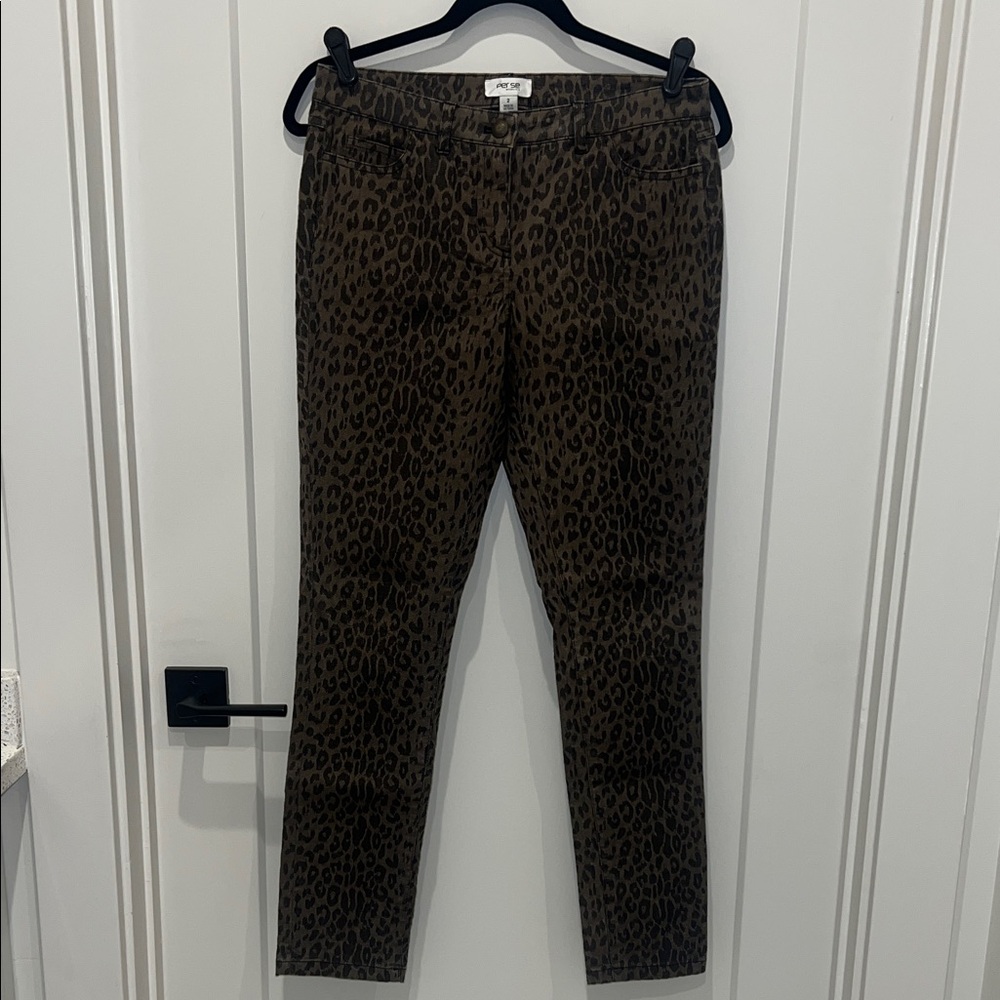 Per se by Carlisle brown and black leopard print pants